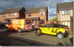 AA car rescued by RAC van