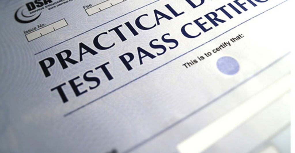 Driving Test pass certificate